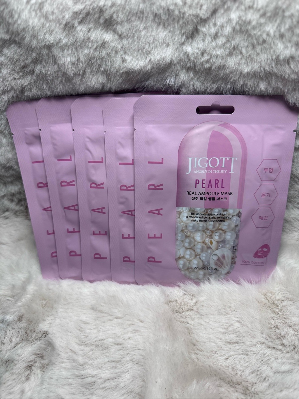 Jigott Pearl Real Ampoule Mask - Pink Sheet Masks (5 Mask)